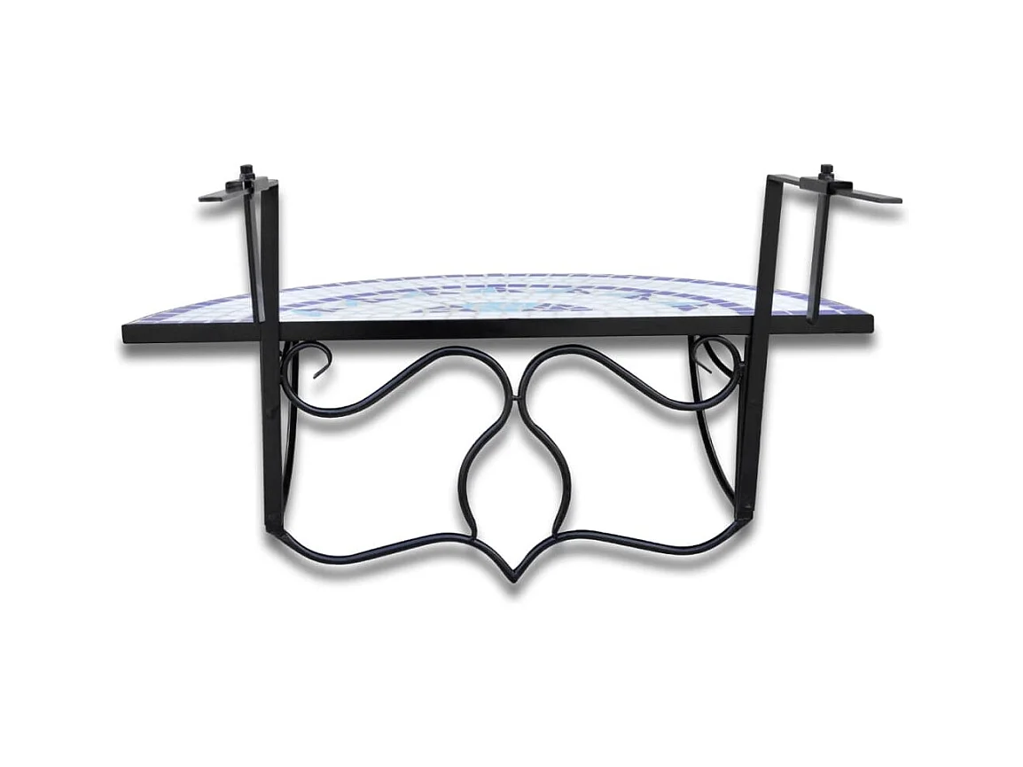 Blauwe en witte mozaïek balkon hangtafel