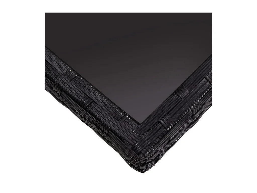 Zwarte eettafel voor buiten, geweven hars en glas