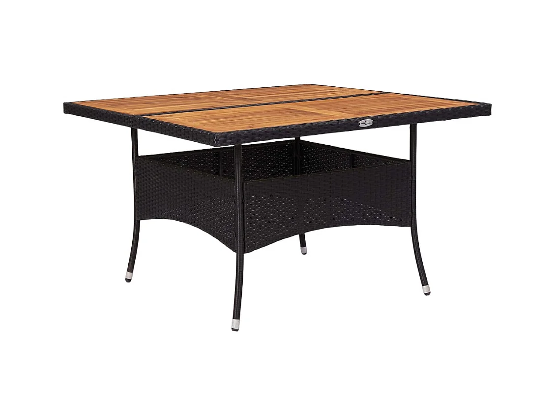 Zwarte buitentafel van gevlochten hars en massief acaciahout