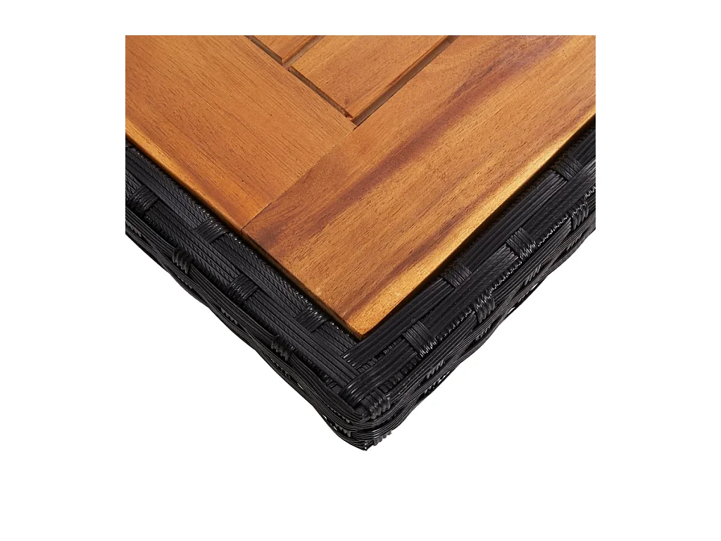 Zwarte buitentafel van gevlochten hars en massief acaciahout