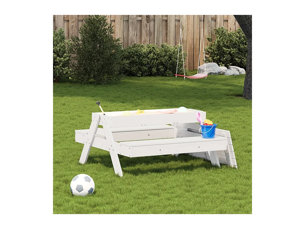 Picknicktafel met zandbak voor kinderen, massief grenen