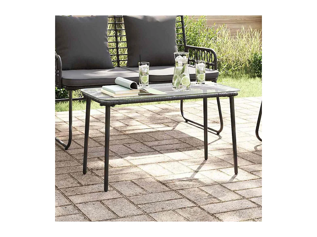 Table de Jardin Noir 80 x 40 x 45.5 cm Poly rotin