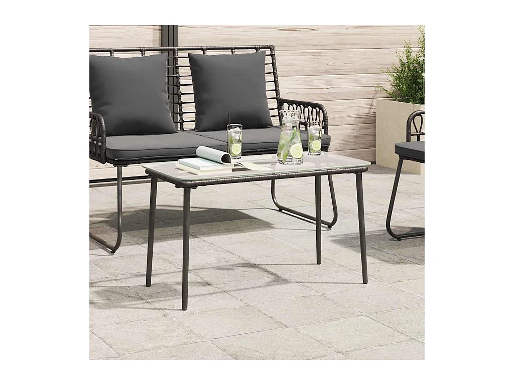 Table de Jardin Noir 80 x 40 x 45.5 cm Poly rotin