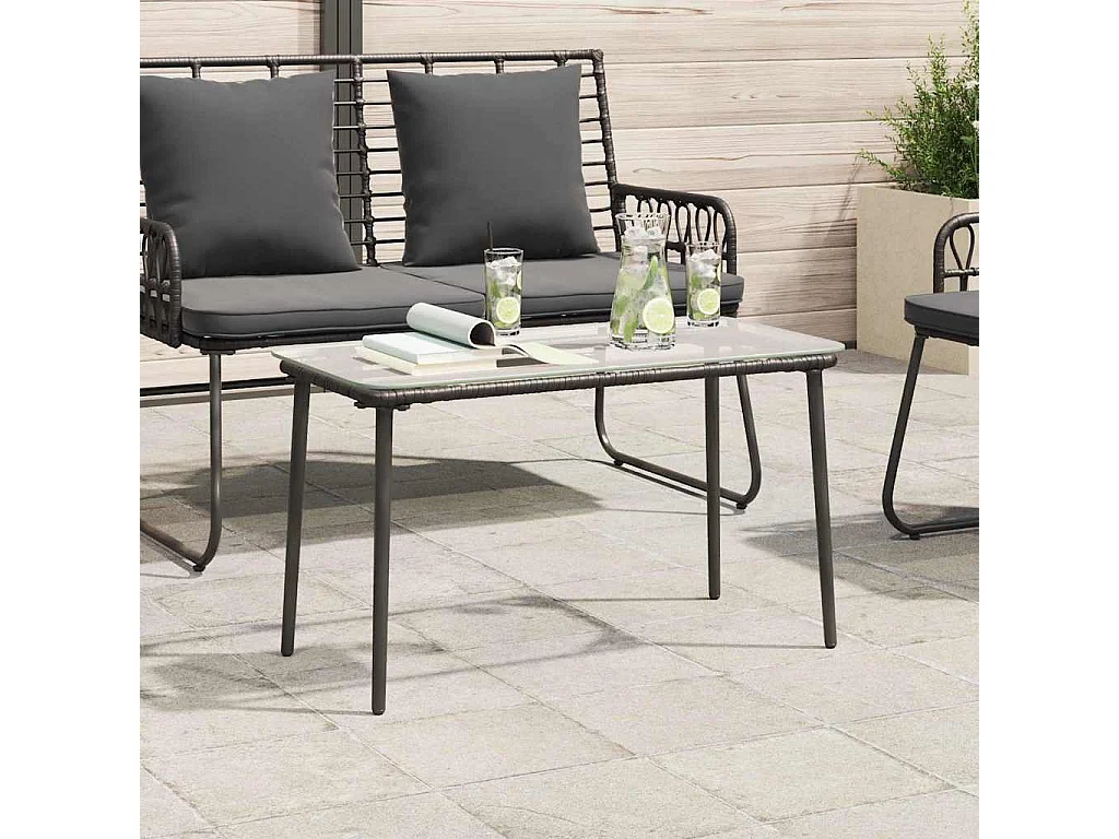 Tavolo da giardino nero 80 x 40 x 45,5 cm in polyrattan