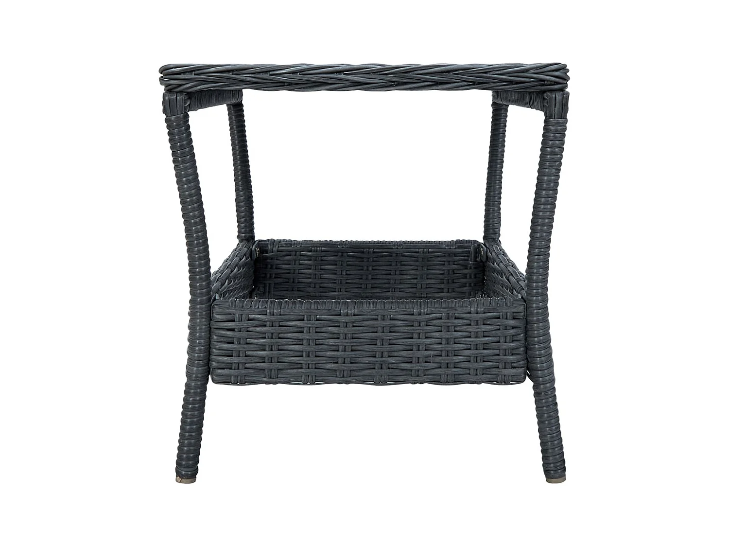 Donkergrijze tuintafel 45x45x46,5 cm van kunstharsriet