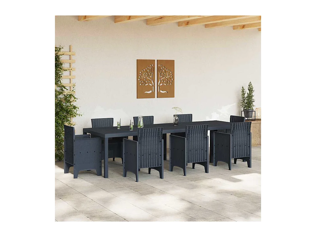 Table de Jardin Anthracite 300 x 100 x 73 cm polyrotin