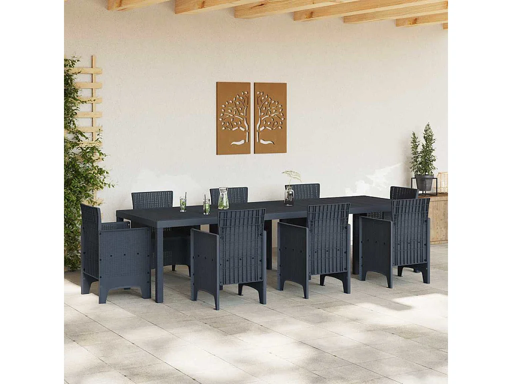 Table de Jardin Anthracite 300 x 100 x 73 cm polyrotin