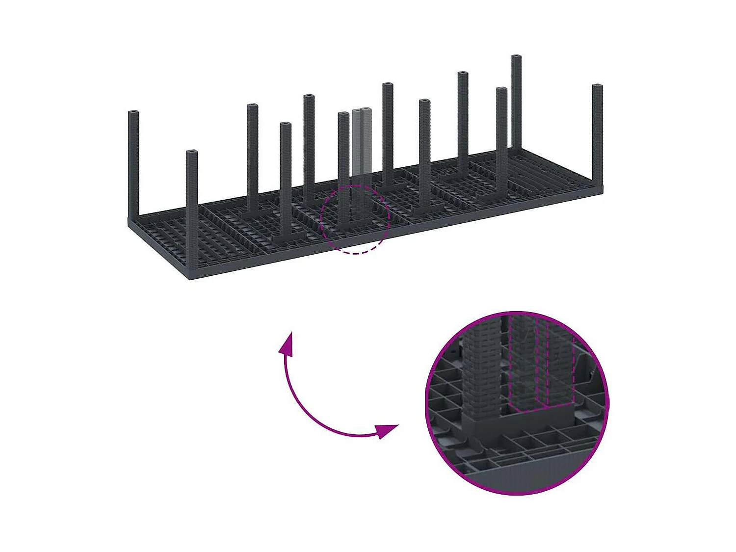 Table de Jardin Anthracite 300 x 100 x 73 cm polyrotin
