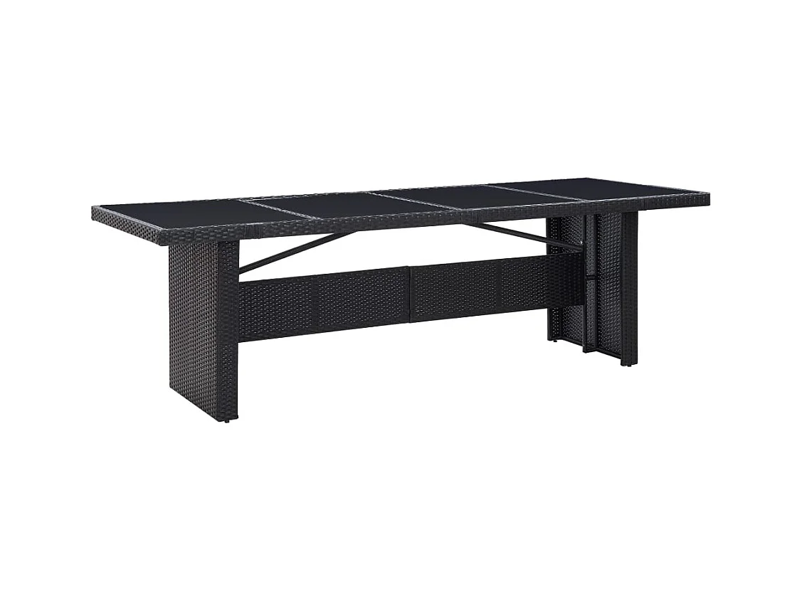 Zwarte tuintafel 240x90x74 cm Geweven hars en glas