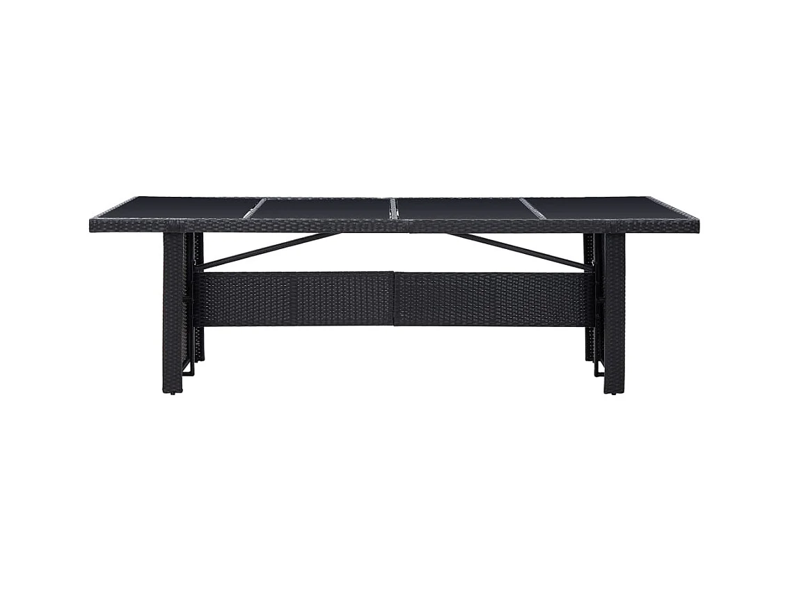 Zwarte tuintafel 240x90x74 cm Geweven hars en glas