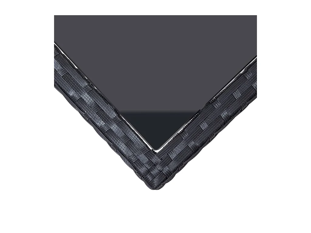 Zwarte tuintafel 240x90x74 cm Geweven hars en glas