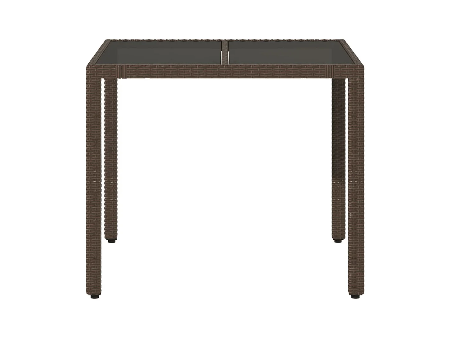 Tuintafel met bruin glazen blad en gevlochten hars