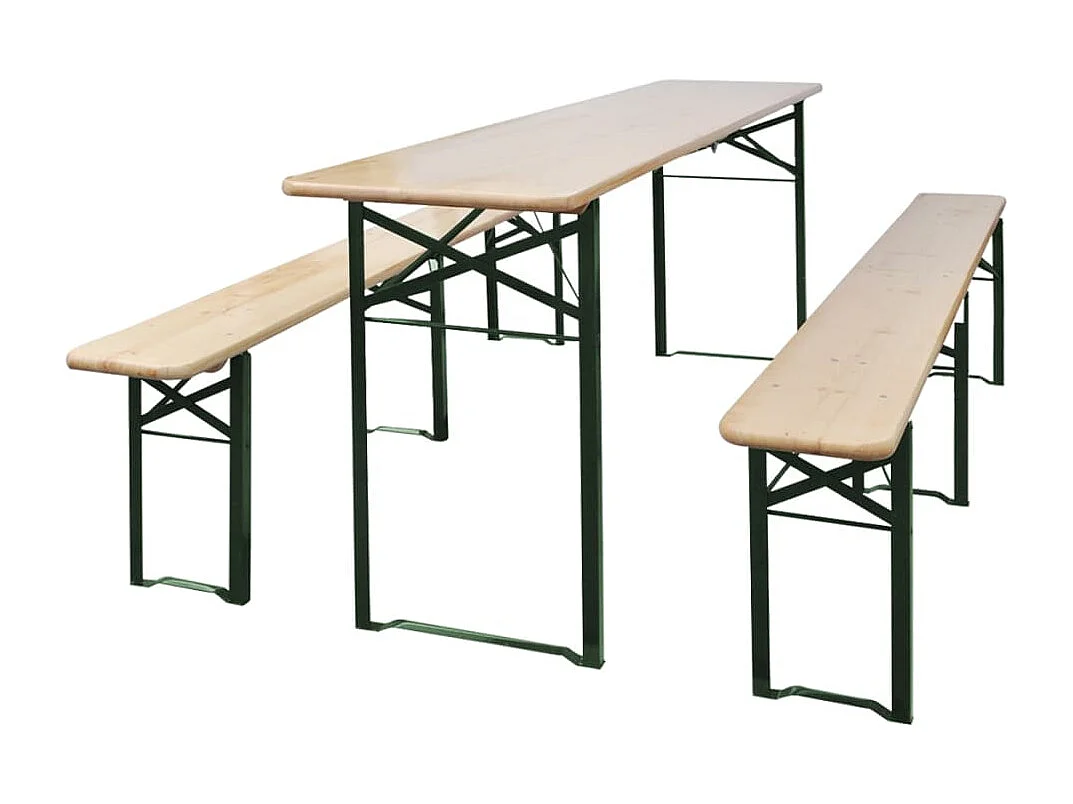 Tavolo da brasserie pieghevole con 2 panche 220 cm Legno di abete