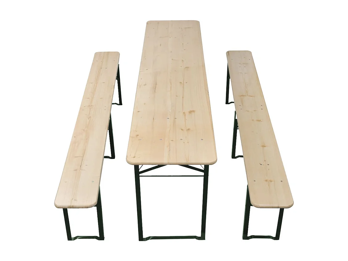 Tavolo da brasserie pieghevole con 2 panche 220 cm Legno di abete