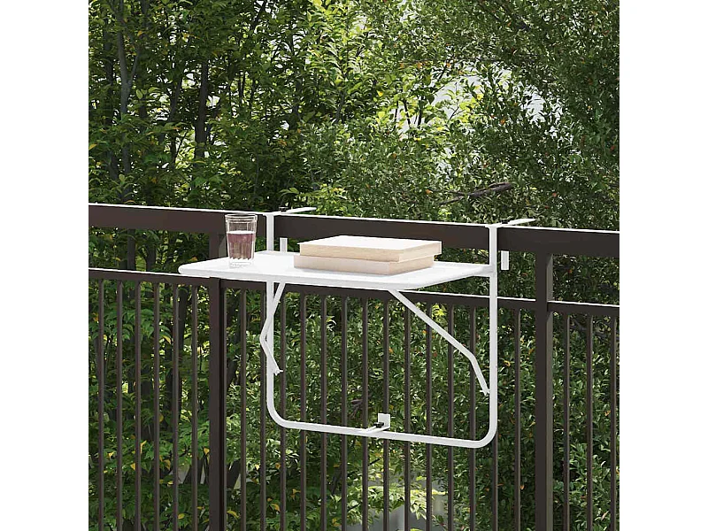 Tavolo da balcone sospeso bianco 60 x 39 x 65 cm in acciaio