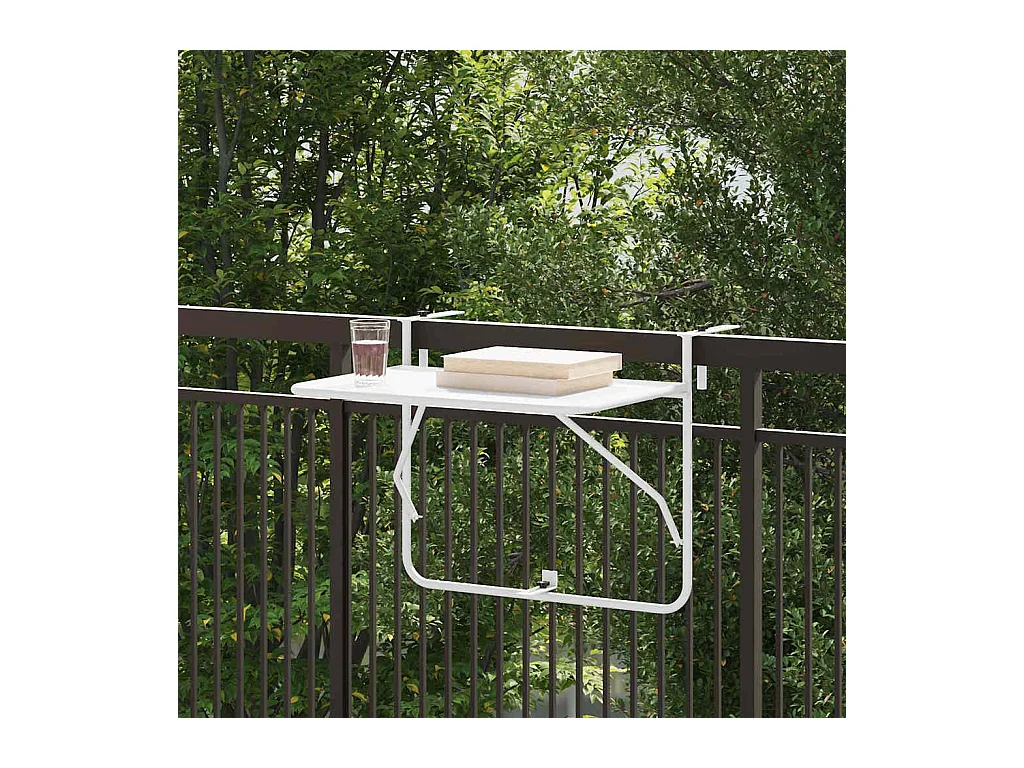 Table Suspendue de Balcon Blanc 60 x 39 x 65 cm Acier