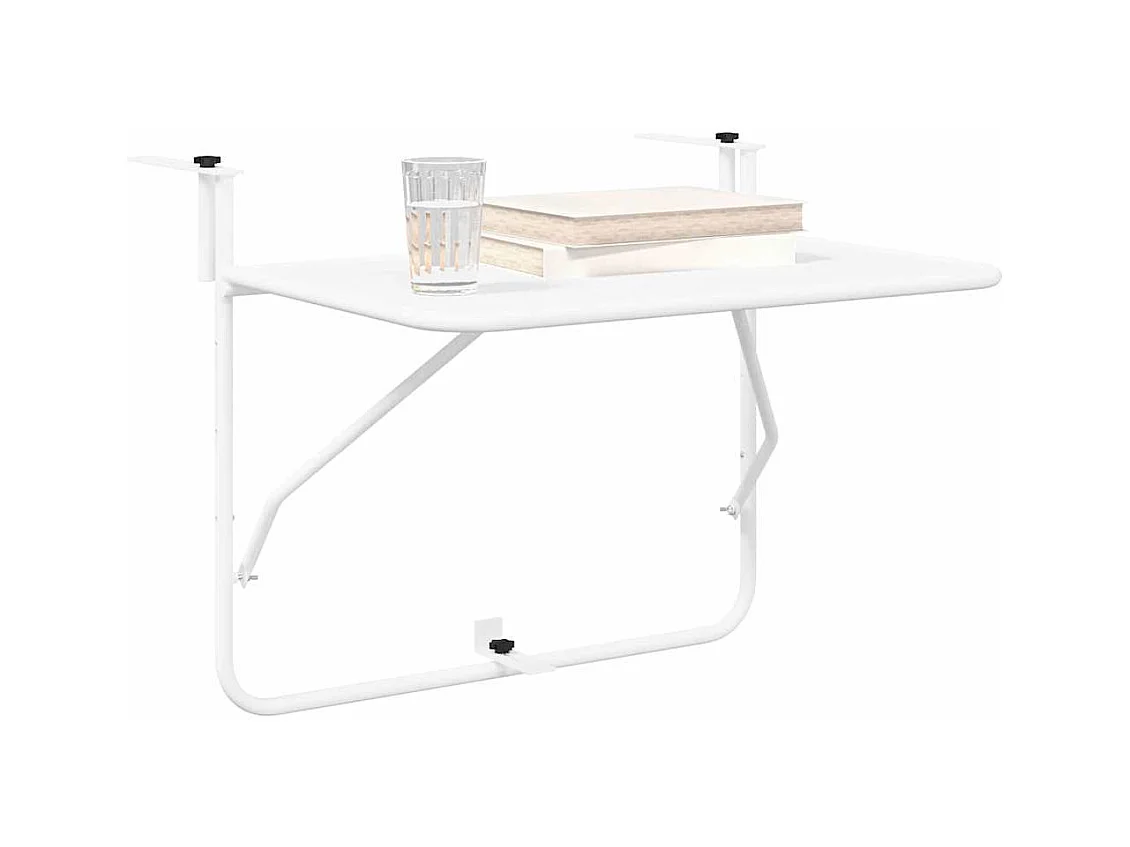 Table Suspendue de Balcon Blanc 60 x 39 x 65 cm Acier