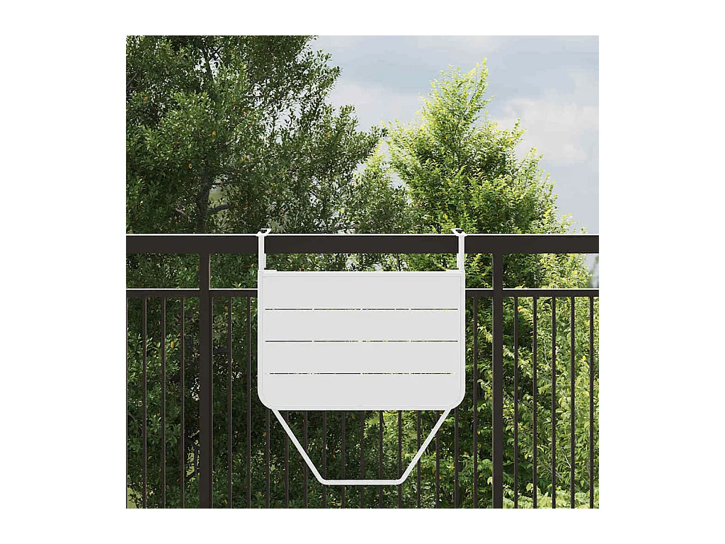 Table Suspendue de Balcon Blanc 60 x 39 x 65 cm Acier