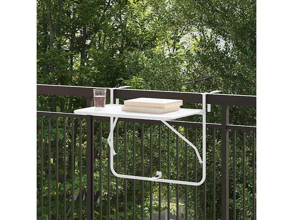 Mesa de balcón colgante blanca 60 x 39 x 65 cm acero