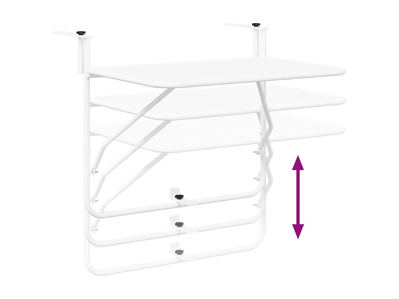 Mesa de balcón colgante blanca 60 x 39 x 65 cm acero