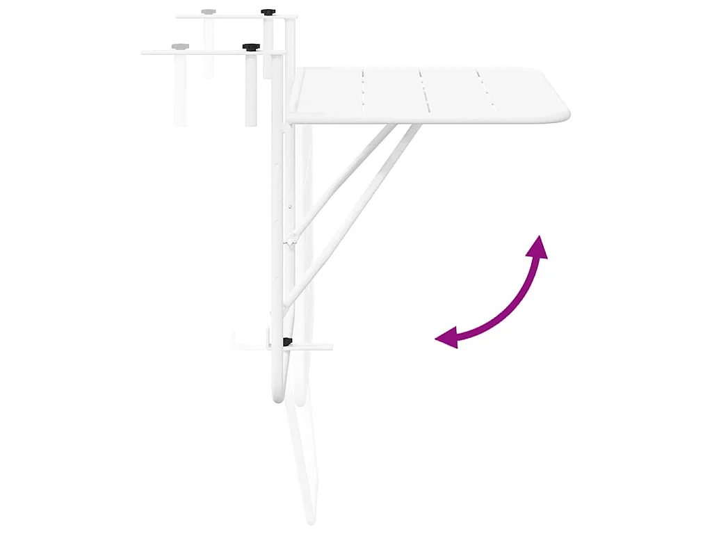 Mesa de balcón colgante blanca 60 x 39 x 65 cm acero