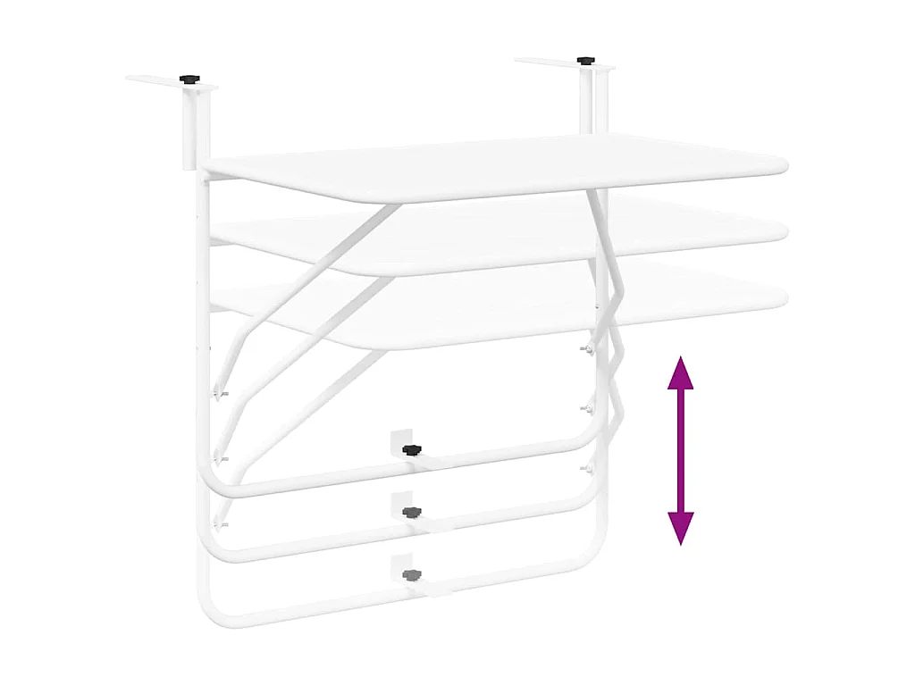 Mesa de balcón colgante blanca 60 x 39 x 65 cm acero