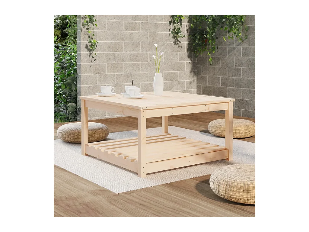 Mesa de jardín 82,5x82,5x45 cm madera maciza de pino