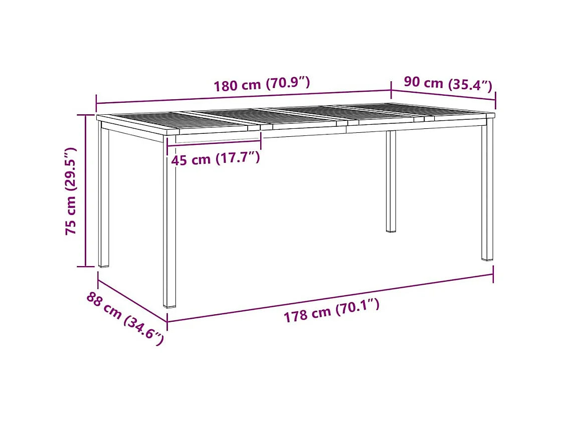 Table à manger d'extérieur Marron Bois de teck solide