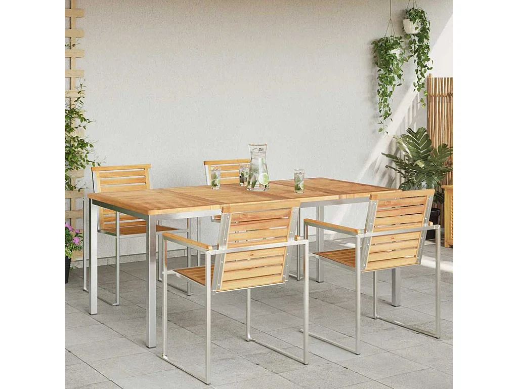 Eettafel voor buiten, bruin, massief teakhout