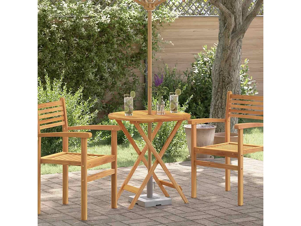 Tavolo da giardino pieghevole Ø60x75 cm Legno massello di eucalipto