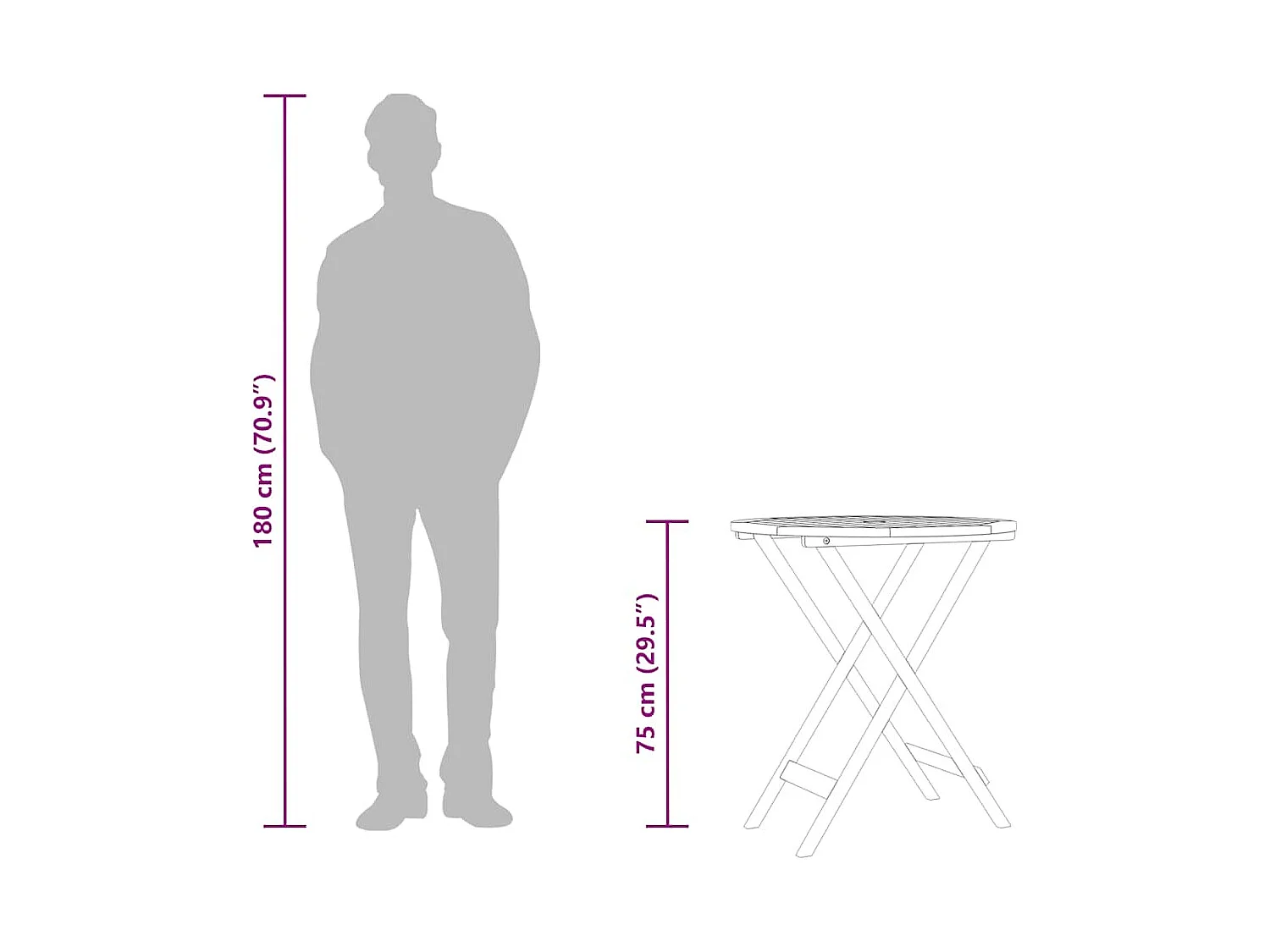 Tavolo da giardino pieghevole Ø60x75 cm Legno massello di eucalipto