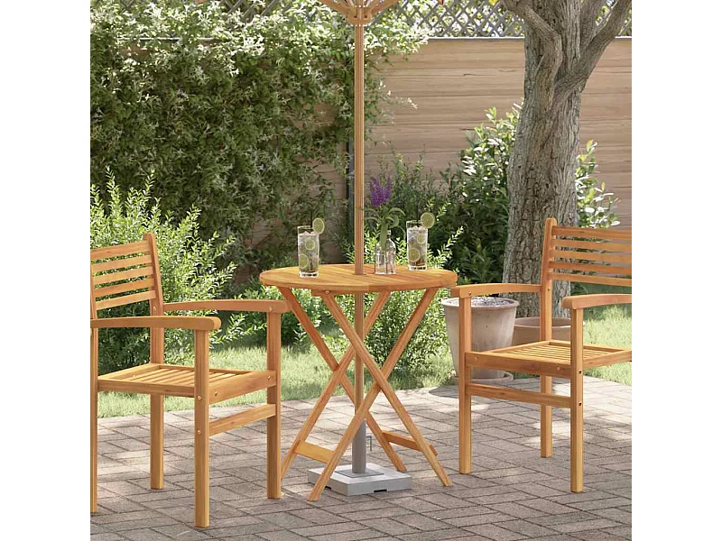Table de jardin pliable Ø60x75 cm Bois d'eucalyptus solide