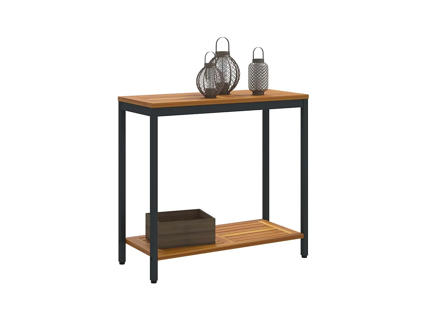Table de jardin avec stockage Naturel et noir 80 x 35 x 75 cm