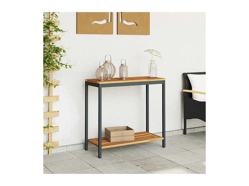 Table de jardin avec stockage Naturel et noir 80 x 35 x 75 cm