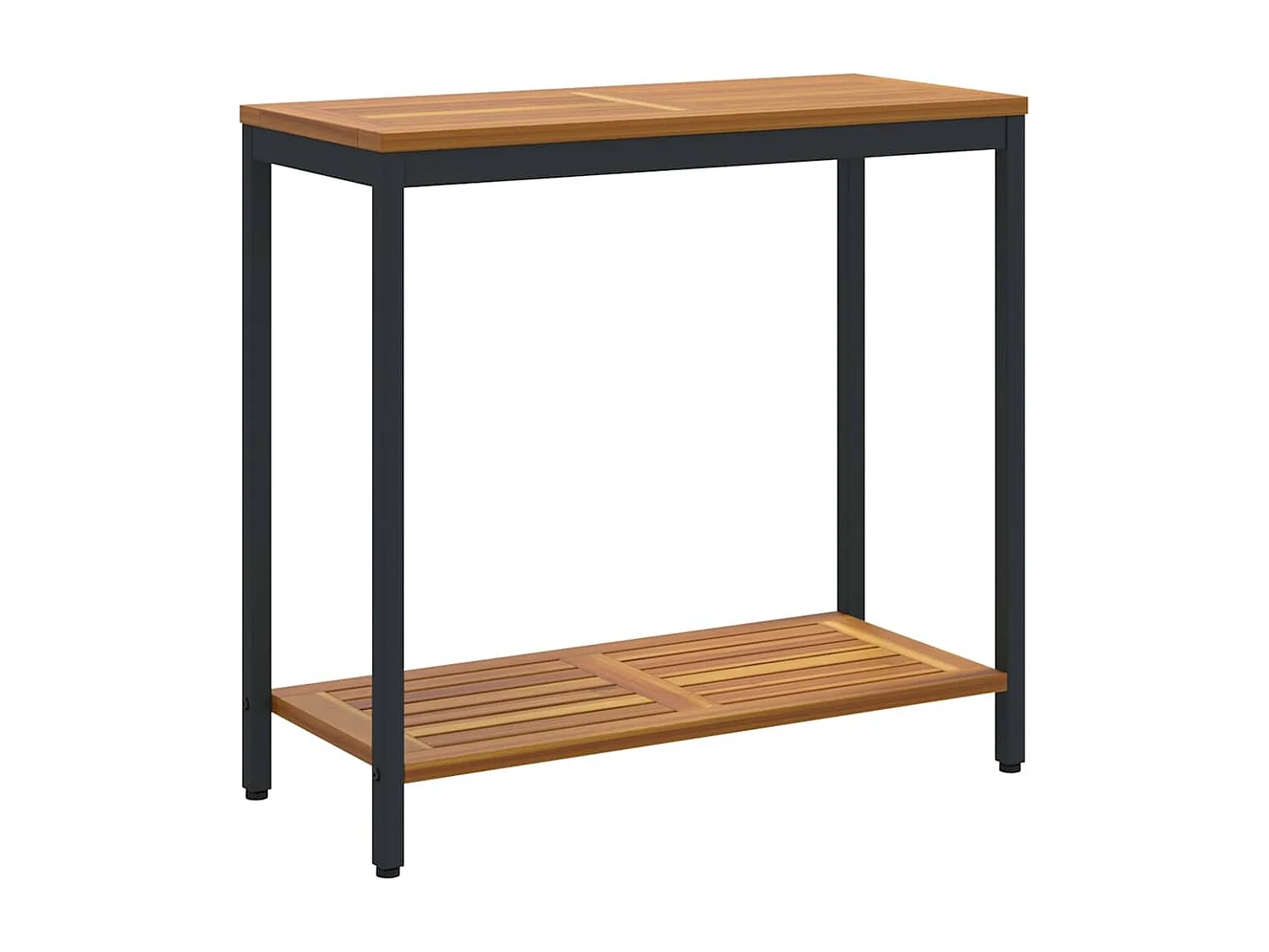 Table de jardin avec stockage Naturel et noir 80 x 35 x 75 cm
