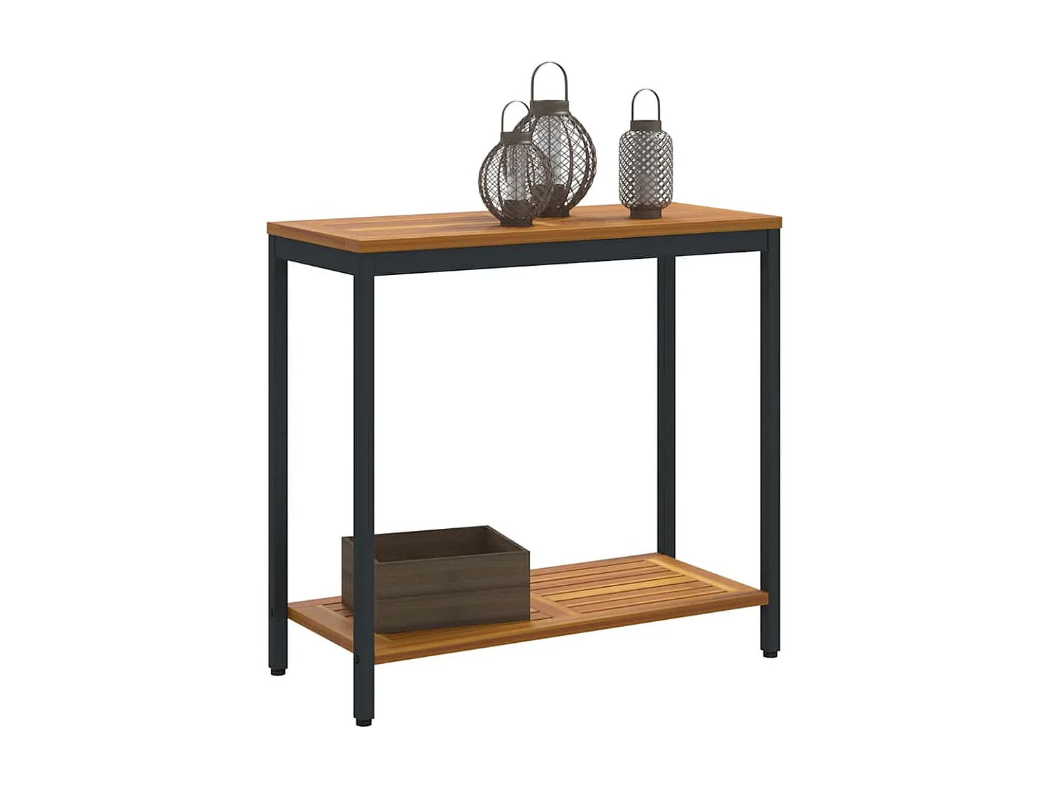 Table de jardin avec stockage Naturel et noir 80 x 35 x 75 cm