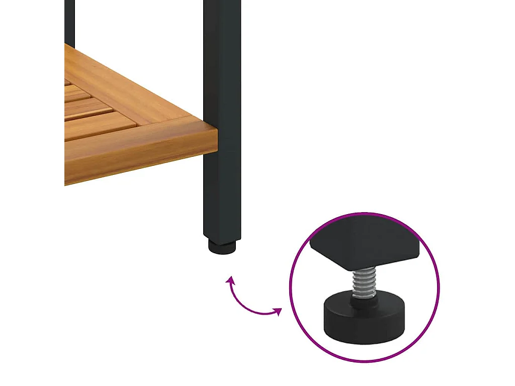 Table de jardin avec stockage Naturel et noir 80 x 35 x 75 cm