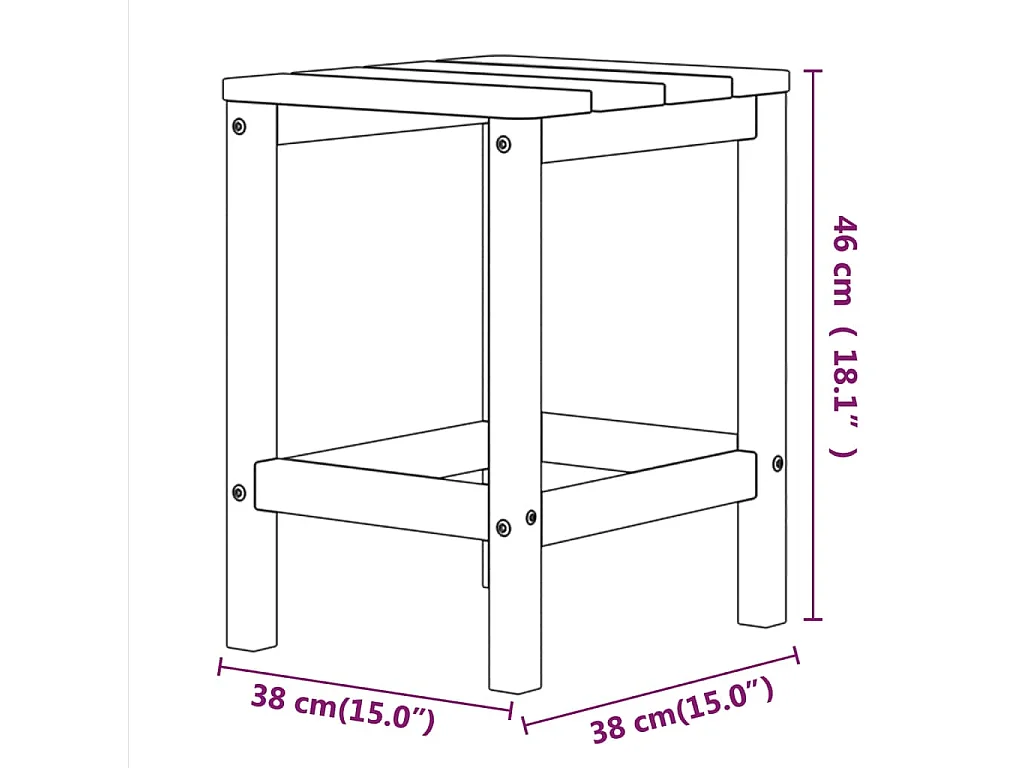 Tavolo da giardino Adirondack marrone 38x38x46 cm HDPE