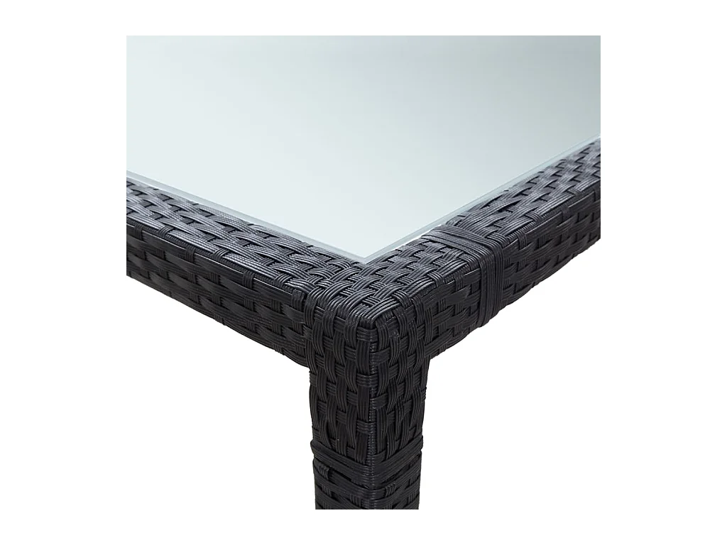 Mesa de comedor exterior Negra 200x150x74 cm Mimbre de resina