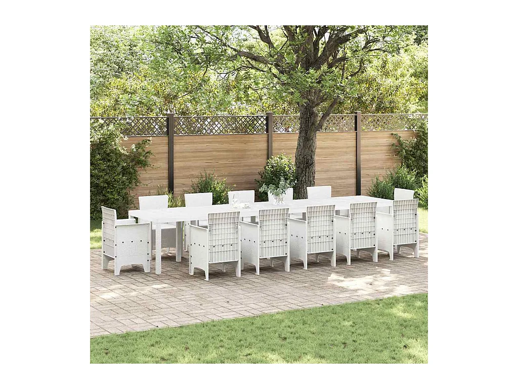 Table de Jardin Blanc 400 x 100 x 73 cm polyrotin