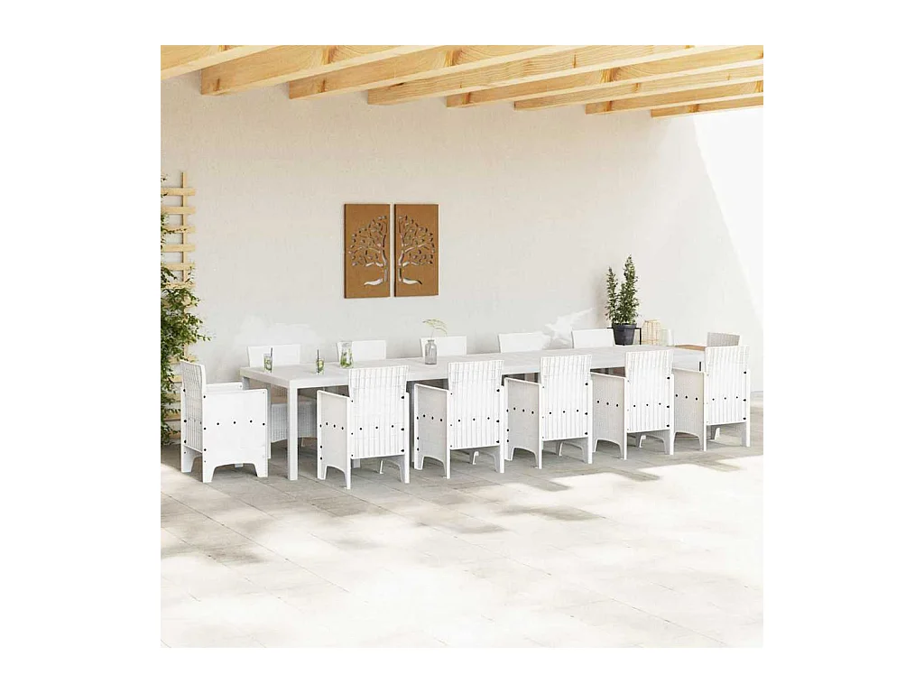 Table de Jardin Blanc 400 x 100 x 73 cm polyrotin