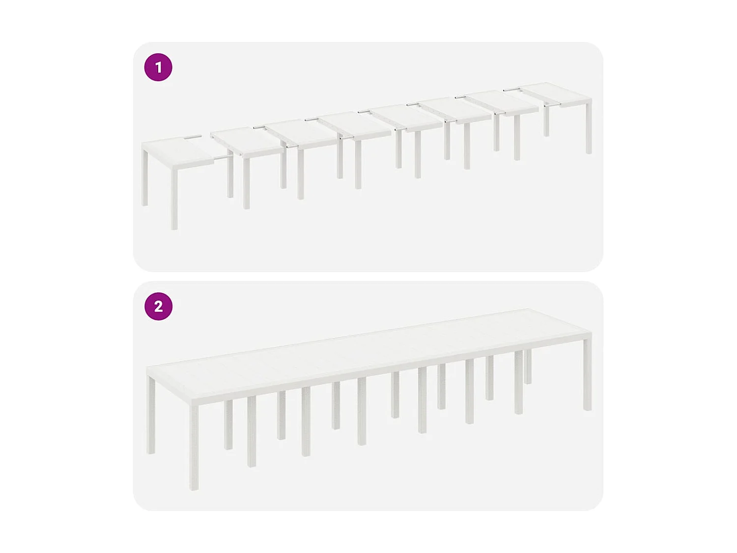 Table de Jardin Blanc 400 x 100 x 73 cm polyrotin