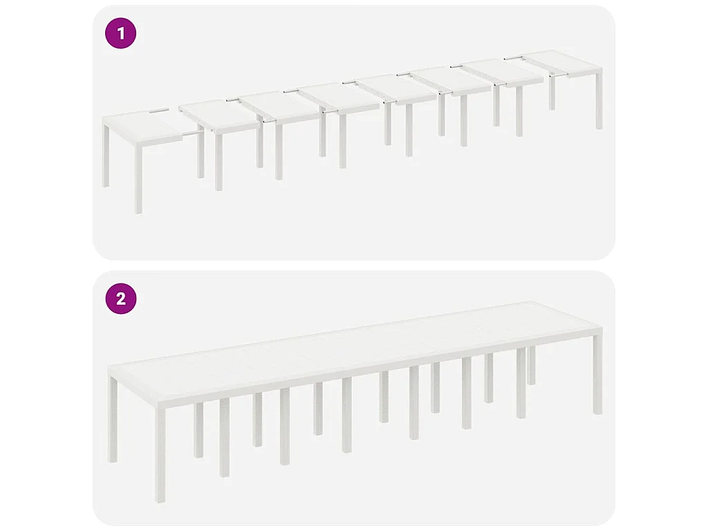 Tavolo da giardino bianco 400 x 100 x 73 cm in polyrattan