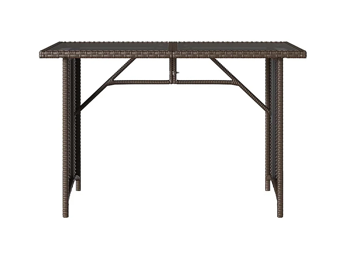 Mesa de jardín con tapa de cristal marrón 110x68x70 cm ratán