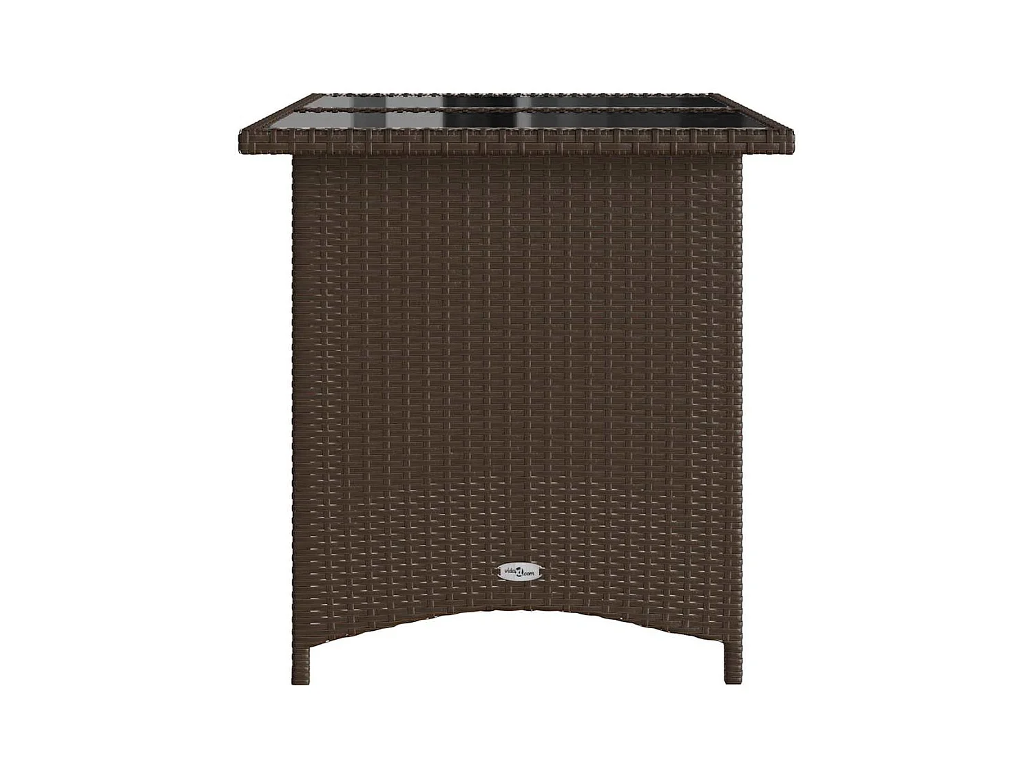 Mesa de jardín con tapa de cristal marrón 110x68x70 cm ratán