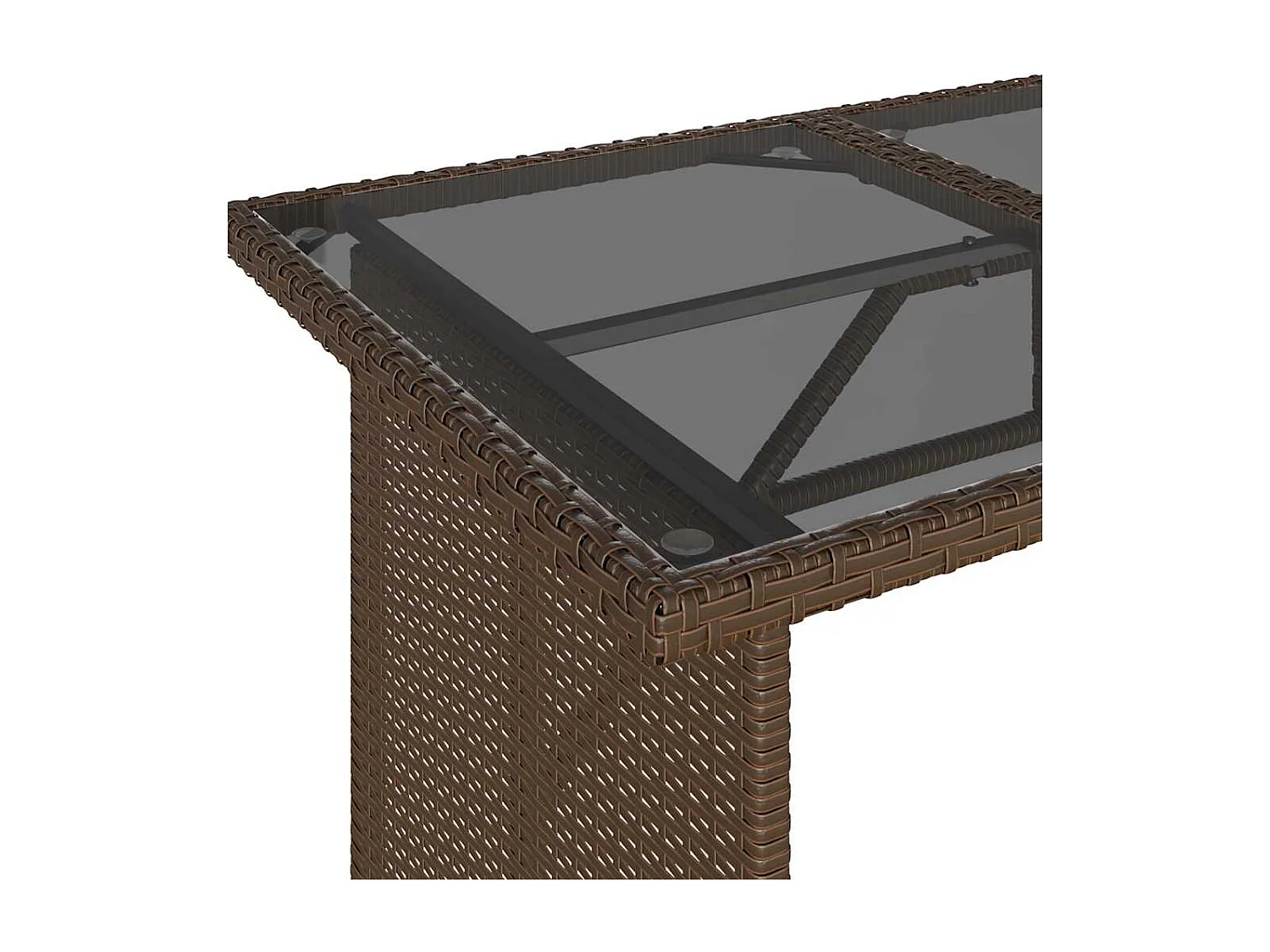 Mesa de jardín con tapa de cristal marrón 110x68x70 cm ratán