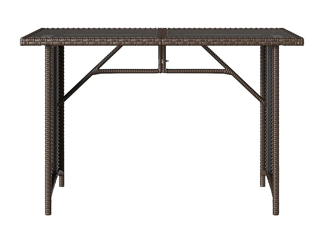 Mesa de jardín con tapa de cristal marrón 110x68x70 cm ratán