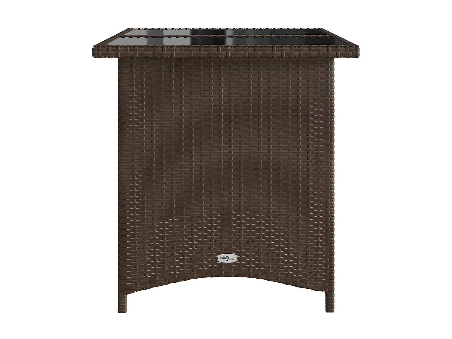Mesa de jardín con tapa de cristal marrón 110x68x70 cm ratán