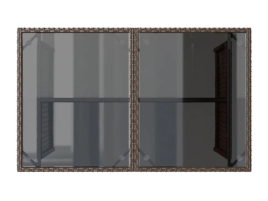 Mesa de jardín con tapa de cristal marrón 110x68x70 cm ratán