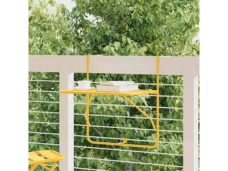 Tavolo da balcone sospeso senape 60 x 39 x 65 cm acciaio